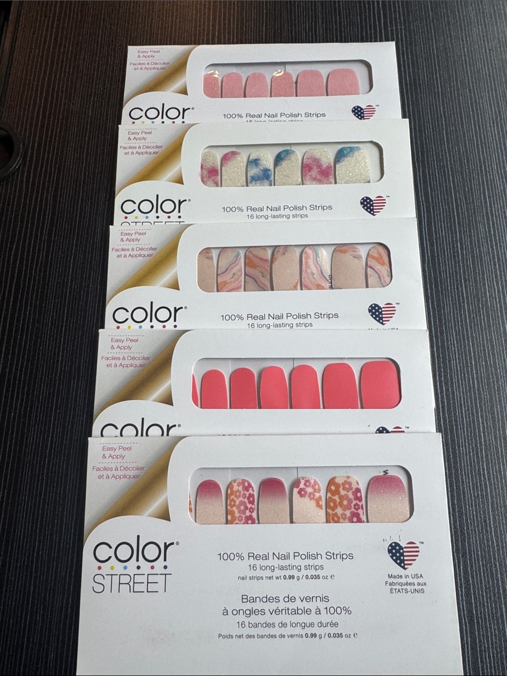 Color Street Nail Polish Strips - Pink, Coral & Blue Marble Mix